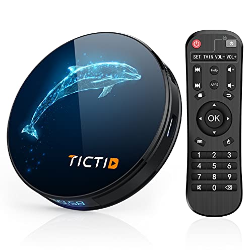 TICTID Android TV Box 10.0 4G RAM +32G ROM, D1 Plus RK3318 Quad-Core 64bit WiFi-Dual 5G/2.4G+100M,BT 4.0, 4K*2K con Función 3D, USB 3.0 Smart TV Box
