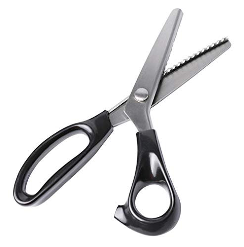Tijeras Dentadas,Tijeras de Sastre Profesional Serrado y Festoneado Para Costura, Tijeras Ondulada con Mango, Mezclilla,Tijeras zig Zag para Tela,Tejido de Punto, Seda, Papel, Artesanía. Negro