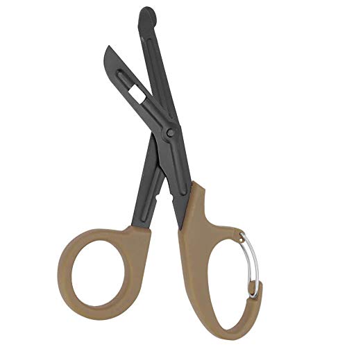 Tijeras médicas, 7.2 Pulgada Acero inoxidable chapado titanio mate de Tijeras de vendaje para Médico o enfermera, sala de emergencias o campamento al aire libre, vendaje o gasa (Marrón)