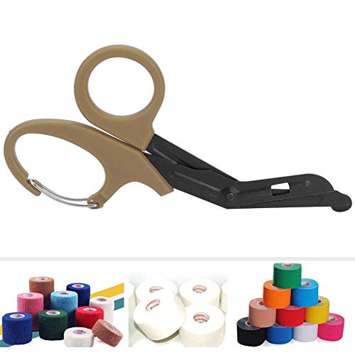 Tijeras médicas, 7.2 Pulgada Acero inoxidable chapado titanio mate de Tijeras de vendaje para Médico o enfermera, sala de emergencias o campamento al aire libre, vendaje o gasa (Marrón)