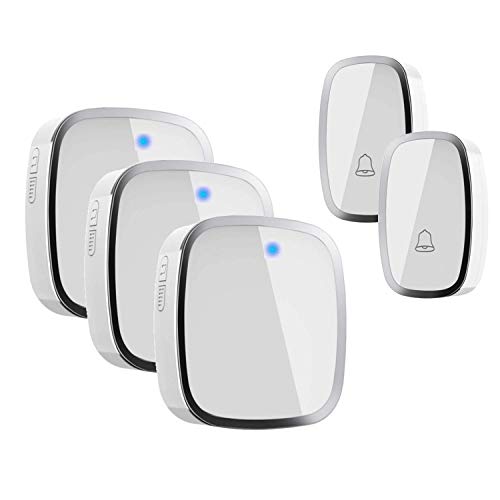Timbre Inalámbrico,IPSmart Kit de Timbre inalámbrico Exterior Impermeable 2 Transmisor y 3 Receptores Timbre plug-in sin hilos a un rango de 900ft de distancia 36 Melodías de 4 Niveles de Volumen