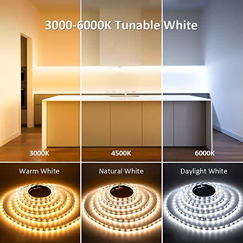 Tiras LED 6 Metro, Tira Luz Interior Regulable Blanca Cálida a Blanca Fría 3000K-6000K con Controlador RF, Tiras Luces 24V 672 LEDs para Decoración, Gabinet, Armario, Navidad