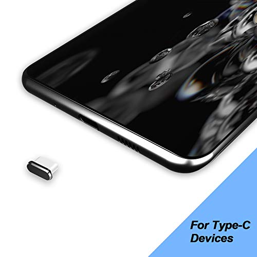 TITACUTE Tipo C Tapones antipolvo, paquete de 2, USB C Tapón antipolvo Tapón de puerto Galaxy S20 Tipo C Tapa antipolvo con caja de transporte Compatible con OnePlus 7T Pro Huawei P30 Pro negro