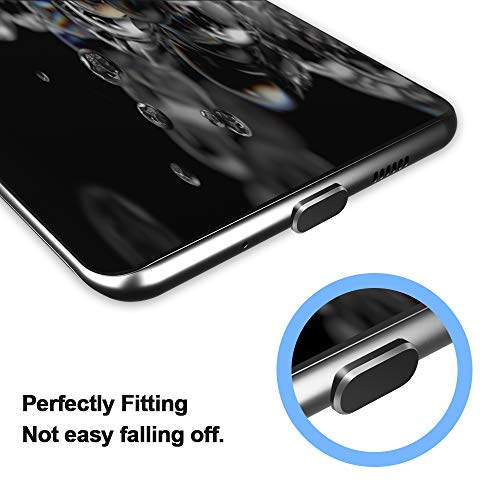 TITACUTE Tipo C Tapones antipolvo, paquete de 2, USB C Tapón antipolvo Tapón de puerto Galaxy S20 Tipo C Tapa antipolvo con caja de transporte Compatible con OnePlus 7T Pro Huawei P30 Pro negro