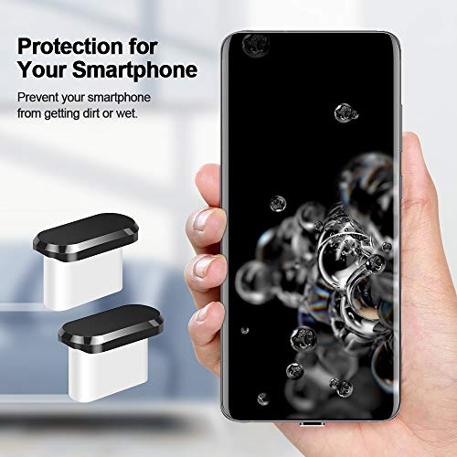 TITACUTE Tipo C Tapones antipolvo, paquete de 2, USB C Tapón antipolvo Tapón de puerto Galaxy S20 Tipo C Tapa antipolvo con caja de transporte Compatible con OnePlus 7T Pro Huawei P30 Pro negro