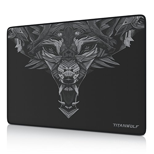 Titanwolf Speed Gaming Alfombrilla para ratón – 350 x 250 mm – Cómoda Alfombrilla de ratón – Cabeza de Apoyo de Mesa – Mejora la precisión y Velocidad – para un Agarre Estable en Superficies Lisas
