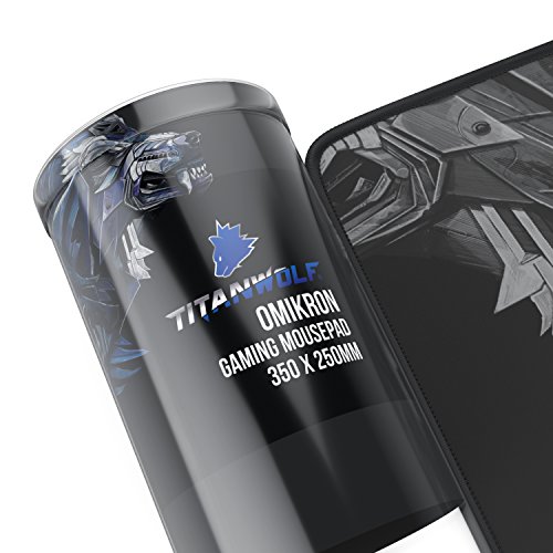 Titanwolf Speed Gaming Alfombrilla para ratón – 350 x 250 mm – Cómoda Alfombrilla de ratón – Cabeza de Apoyo de Mesa – Mejora la precisión y Velocidad – para un Agarre Estable en Superficies Lisas