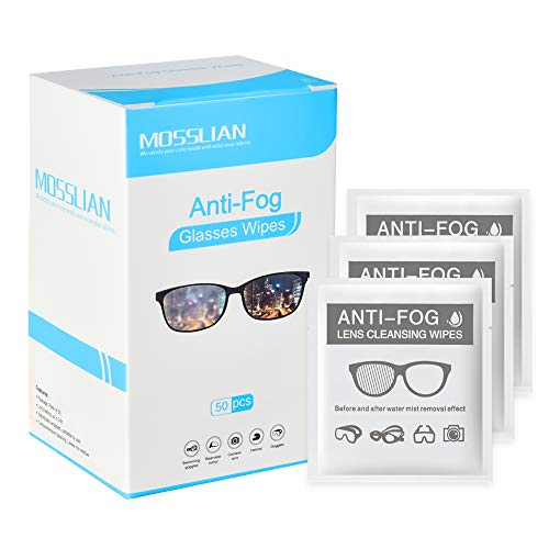 Toallitas Antivaho, MOSSLIAN Toallitas de Limpieza Antivaho, Utilizadas para Gafas, Pantallas, Gafas de Protección, Espejo de Maquillaje, Espejos de Coche, Tabletas, 50pcs…