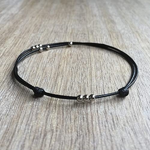 Tobillera de inspiración Vintage con Colgante de Luna, cordón de Cuero Negro, Pulsera de la Suerte, Tobillera Ajustable para Hombres, Mujeres, Surf
