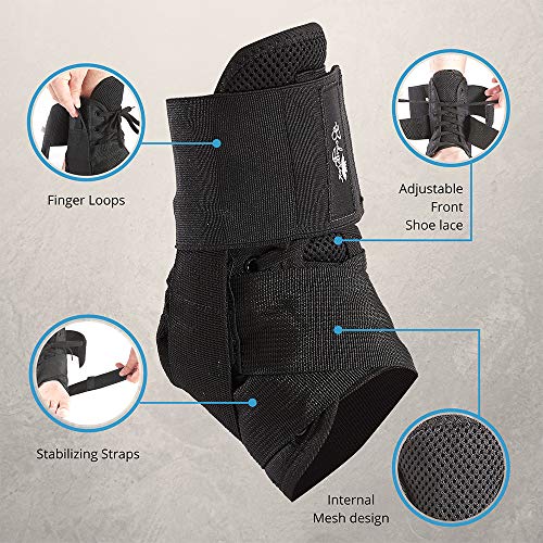 Tobillera para mujeres y hombres, con cordones para tobillo, estabilizador para esguinces de tobillo, Medium