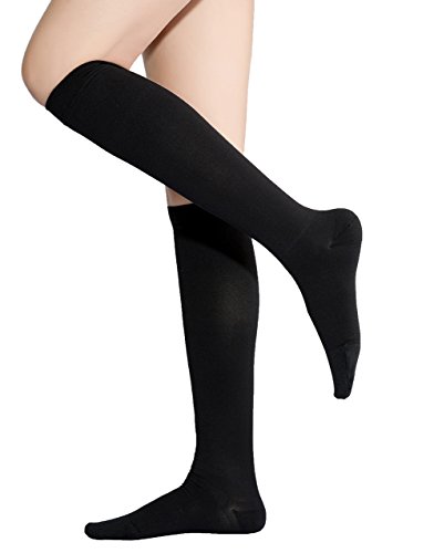 TOFLY Calcetines de compresión, graduados a 20-30mmHg para hombres y mujeres, opacos, medias de compresión a la altura de las rodillas con soporte firme ideales para embarazo y maternidad, Negro XXL