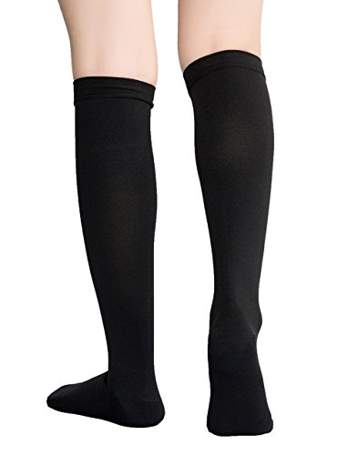 TOFLY Calcetines de compresión, graduados a 20-30mmHg para hombres y mujeres, opacos, medias de compresión a la altura de las rodillas con soporte firme ideales para embarazo y maternidad, Negro XXL