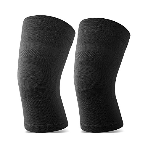 TOFLY Mangas para rodillas de compresión, 1 par rodillera de compresión para hombres y mujeres, mangas de compresión para rodillas con soporte para aliviar dolores generales, dolores de, Negro XL
