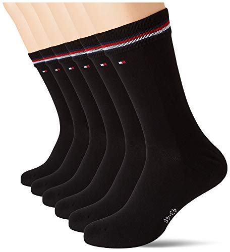 Tommy Hilfiger Classic Men's Socks Multipack (6 Pack) Calcetines, Negro, 47-49 para Hombre