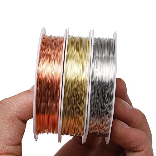 tooloflife Rollo de alambre de cobre resistente al desgaste desnudo de la joyería del alambre de rebordear para artesanía que rebordea la fabricación de joyería de 0.25mm plata