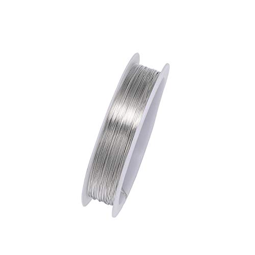tooloflife Rollo de alambre de cobre resistente al desgaste desnudo de la joyería del alambre de rebordear para artesanía que rebordea la fabricación de joyería de 0.25mm plata