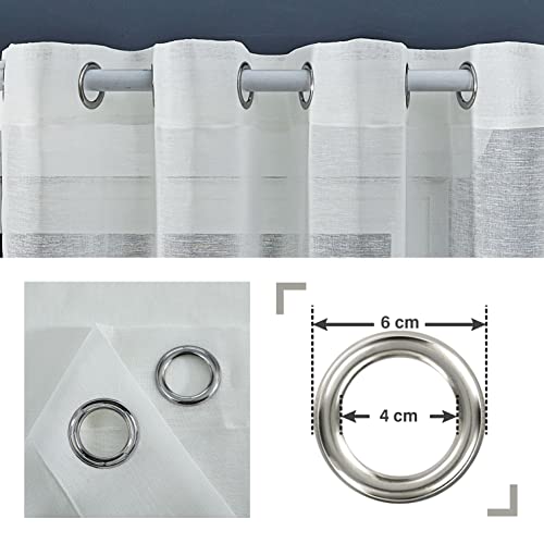 Topfinel Visillo Cortina Dormitorio Translucida Habitacion Salon Visillo Lino Vertical para Ventanas Cocina Sala de Estar con Ojales 2 Piezas 300x260cm Blanco