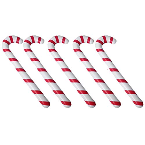 Toyvian 5Pcs Muletas Inflables de Navidad Patrón de Rayas Muletas Decorativas Suministros de Fiesta de Navidad