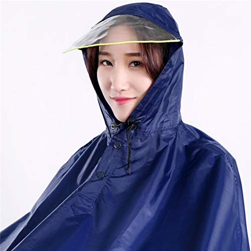 Transparente sombrero grande del borde del impermeable del poncho de Movilidad Scooters prueba de lluvia plegable impermeable con capucha, de la bicicleta, caminar, viajar ( Color : Navy )