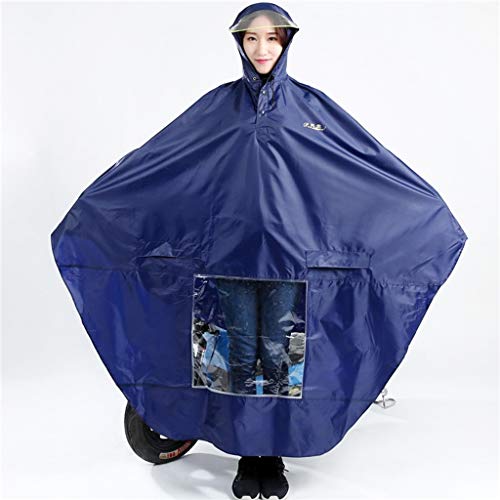 Transparente sombrero grande del borde del impermeable del poncho de Movilidad Scooters prueba de lluvia plegable impermeable con capucha, de la bicicleta, caminar, viajar ( Color : Navy )