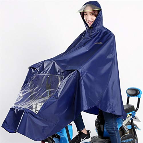 Transparente sombrero grande del borde del impermeable del poncho de Movilidad Scooters prueba de lluvia plegable impermeable con capucha, de la bicicleta, caminar, viajar ( Color : Navy )