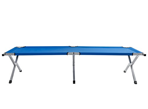 TRESKO Cama Plegable de Camping XL | Camilla para Acampar | catre portátil para Invitados | Tumbona para Exterior e Interior | 190 x 64 x 44 cm - soporta hasta 150 kg, Bolsa de Transporte (Azul)