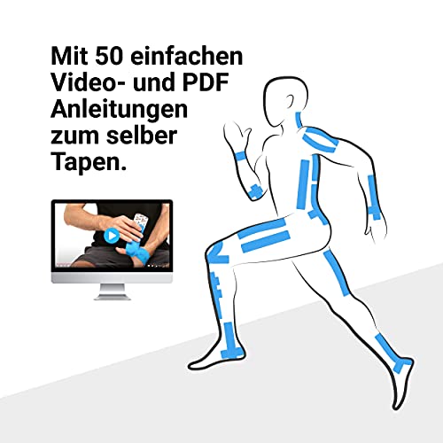 TRUETAPE® PRO 5m x 5cm rollo - Cinta de Kinesiología | cinta kinesiológica impermeable y elástica para el deporte | cinta fisio | azul