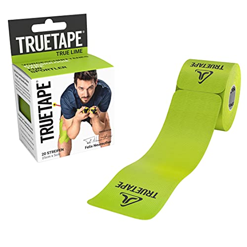 TRUETAPE® Tiras de kinesiología precortadas | impermeable/elástico | paquete de 20 tiras | verde