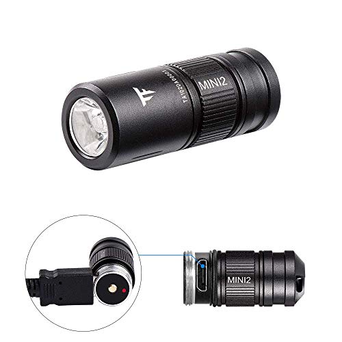TrustFire MINI2 Mini Linterna 220 lúmenes Llavero EDC USB recargable con batería de litio 10180 Pequeño Perfecto para acampar, senderismo, caza, mochilero, pesca y barbacoa