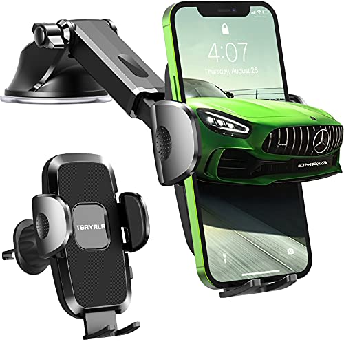 TSRYRLR Soporte Movil Coche, 3 en 1con Ventosa Fuerte Soporte Coche Movil,Rejilla del Aire Ventilación/Salpicadero/Parabrisas Soporte Móvil para Coche, 360° Rotación Sujeta Porta Movil Coche