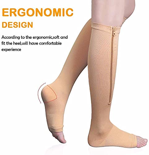 TTHH Medias de Compresión con Cremallera, Calcetines de Compresión para Aliviar la Fatiga de Las Piernas para piernas Calcetines hasta la Mitad de la Pantorrilla para piernas Calcetines S/M
