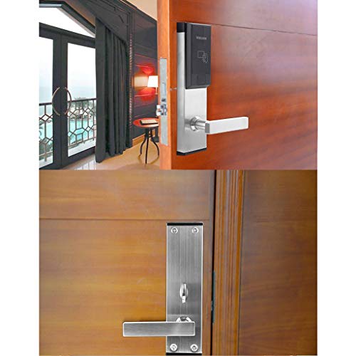 Tubayia Smart - Cerradura electrónica de control de acceso con 3 tarjetas RFID y 2 llaves para casa, hotel y oficina (plateada)