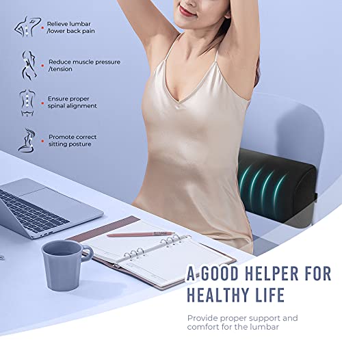 Tusscle Cojin Lumbar Silla Office con Esponja,Almohada Lumbar Soporte de Ergonómica para Coche,Ruedas,Cama,con Correa y Funda Extraíbles