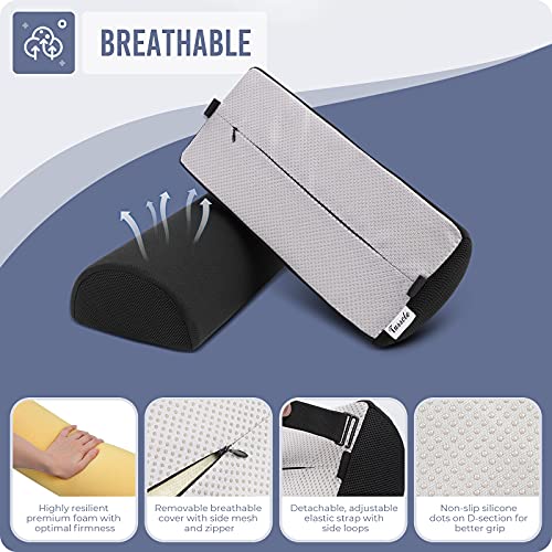 Tusscle Cojin Lumbar Silla Office con Esponja,Almohada Lumbar Soporte de Ergonómica para Coche,Ruedas,Cama,con Correa y Funda Extraíbles