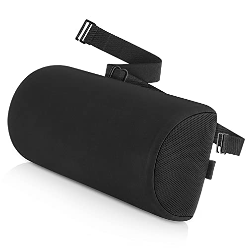 Tusscle Cojin Lumbar Silla Office con Esponja,Almohada Lumbar Soporte de Ergonómica para Coche,Ruedas,Cama,con Correa y Funda Extraíbles