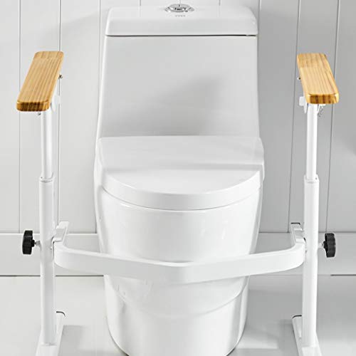 TYLZDZ Barras de sujeción Reposabrazos De Inodoro Rieles Inodoro con Asas Madera Elevador Asiento Inodoro Antideslizante para Personas Mayores Discapacidades Gran Carga Estable Y Ajustable