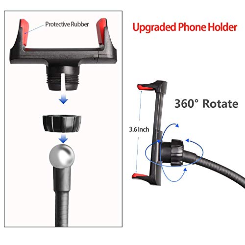 UBeesize Selfie anillo de luz con clip encendido, brazos flexibles con soporte para teléfono celular para transmisiones en vivo/maquillaje