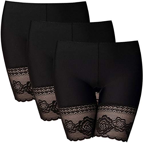 UMIPUBO 3 Piezas Bragas Mujer Estiramiento Seguridad Leggings Calzoncillos Cortos Boxer Algodon Shorts Pantalones Cortos de Encaje Ropa Interior Deportivas para Running, Yoga y Ejercicio