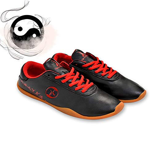 Unisex Chinos Adultos Zapatos De Artes Marciales Tradicionales Chinos,Etranspirable niños Kung Fu Tai Chi Zapato,Cuero Antideslizantes Suela Blanda Zapatos de Taekwondoblack-33