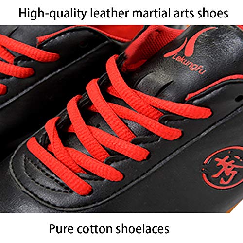 Unisex Chinos Adultos Zapatos De Artes Marciales Tradicionales Chinos,Etranspirable niños Kung Fu Tai Chi Zapato,Cuero Antideslizantes Suela Blanda Zapatos de Taekwondoblack-33