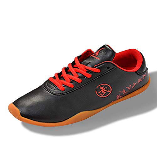 Unisex Chinos Adultos Zapatos De Artes Marciales Tradicionales Chinos,Etranspirable niños Kung Fu Tai Chi Zapato,Cuero Antideslizantes Suela Blanda Zapatos de Taekwondoblack-33