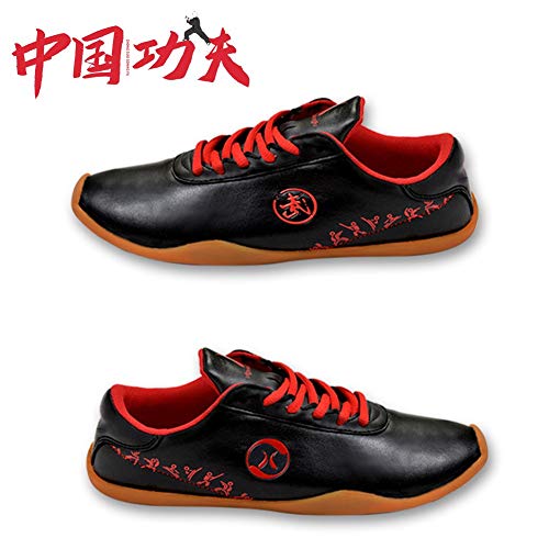 Unisex Chinos Adultos Zapatos De Artes Marciales Tradicionales Chinos,Etranspirable niños Kung Fu Tai Chi Zapato,Cuero Antideslizantes Suela Blanda Zapatos de Taekwondoblack-33