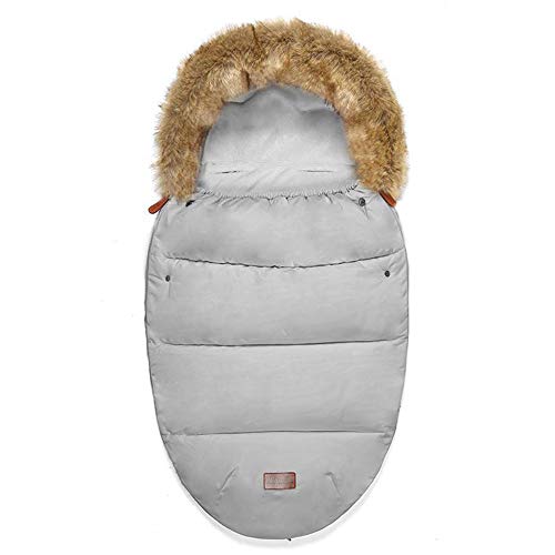 Universal Sacos de Abrigo Carritos Silla de Paseo Saco de invierno Térmica con Capucha Forro Polar Antideslizante Aire Libre Para Cochecito Sillas de Coche (Gris)