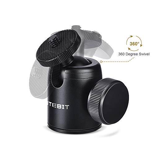 UTEBIT - Soporte para trípode de bola de 24 mm de diámetro con adaptador de zapata de 1/4 de pulgada, trípodes giratorios de 360 grados, aleación de aluminio para HTC Vive, DSLR, Carga de 11 libras