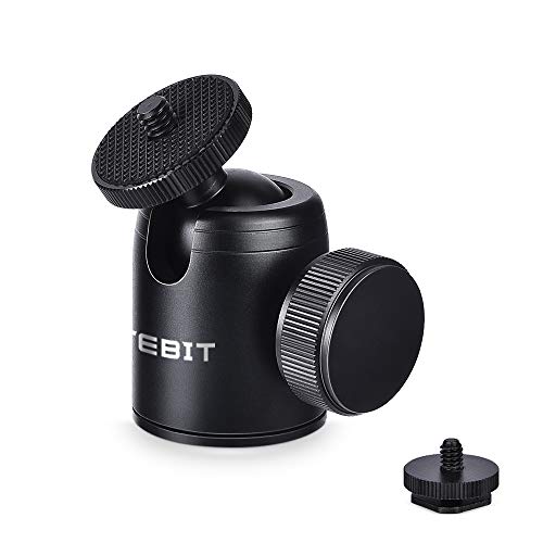 UTEBIT - Soporte para trípode de bola de 24 mm de diámetro con adaptador de zapata de 1/4 de pulgada, trípodes giratorios de 360 grados, aleación de aluminio para HTC Vive, DSLR, Carga de 11 libras