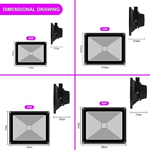 UV Luz Negra,OUSIDE 10W LED Decorativa Violeta Etapa,IP66 Impermeable UV-A 395-400nm Luz de inundación de longitud para Iluminación de Escenario, Actuación de Fiesta y Fiesta de Luz Negra