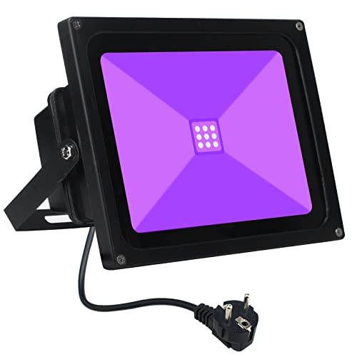 UV Luz Negra,OUSIDE 10W LED Decorativa Violeta Etapa,IP66 Impermeable UV-A 395-400nm Luz de inundación de longitud para Iluminación de Escenario, Actuación de Fiesta y Fiesta de Luz Negra