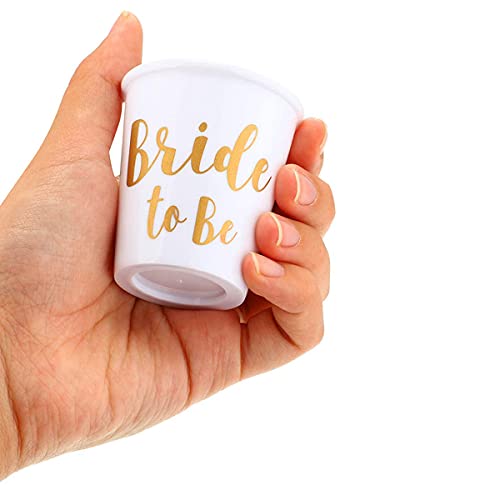 Vasos de Chupito con Cadena para Novia, 12 Piezas collares de plástico con cuentas Rosa Blanco con Papel Oro para Collar Despedida Soltera Fiestas Bodas