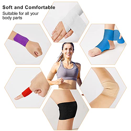 Venda cohesiva de 5 cm x 4.5 m, vendas autoadhesiva para esguinces e hinchazón, Suministros Médicos de Primeros Auxilios para Protección Deportiva (Multicolor)