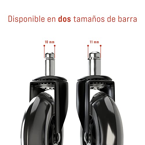 Vendix 5X Ruedas para Silla de Oficina silenciosas y sin arañazos - Ajuste Universal Ruedas de Silla de Escritorio para Suelos Duros, Ideales para parquet, laminados y Alfombra (10 x 22 mm)